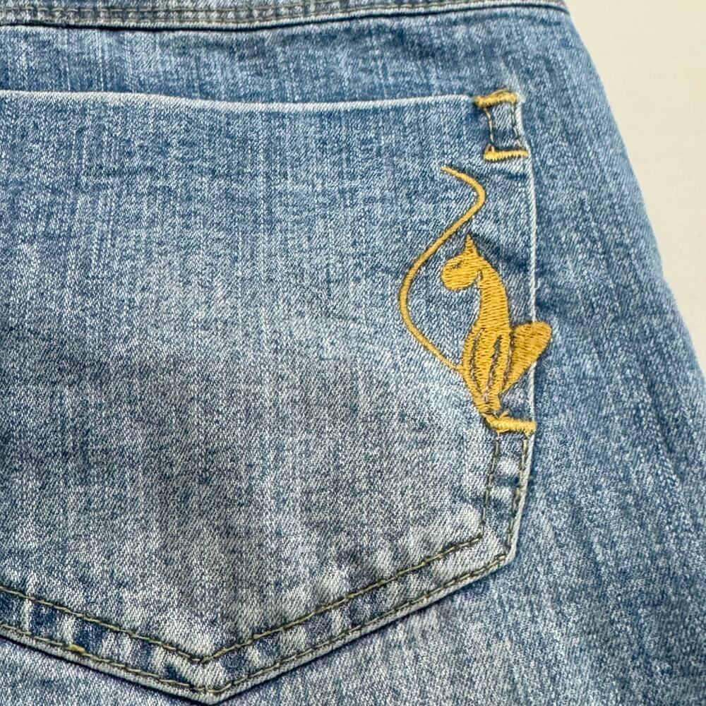 Vintage Y2K Baby Phat Cuffed Capri Jeans Gold Cat Size 7 - Picture 3 of 7
